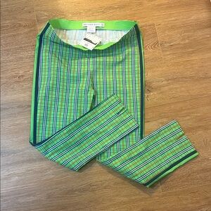 Gretchen Scott NWT Gripeless Pull On Pants Colorful Plaid Preppy Designer